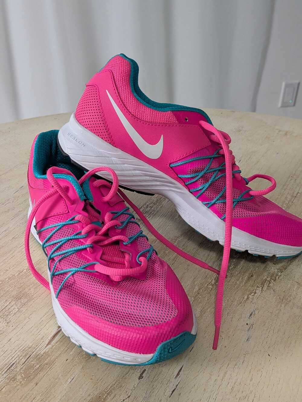 Nike Women's Bright Pink Running Sneakers with Teal Trim